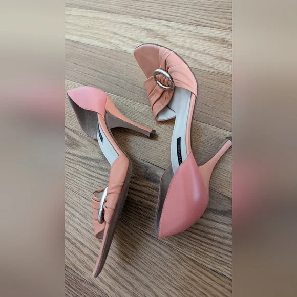 Sergio Rossi open toe peach leather pumps 37 EU/US 7 - Picture 4 of 5